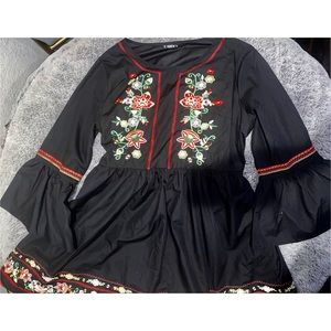 Black dress with floral embroidery